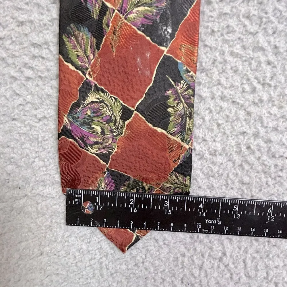 Hugo Boss men’s Feather Patterned Tie silk rust and black